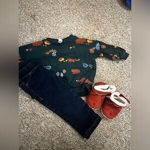 Baby 9m Forest Animal Print Green Sweatshirt